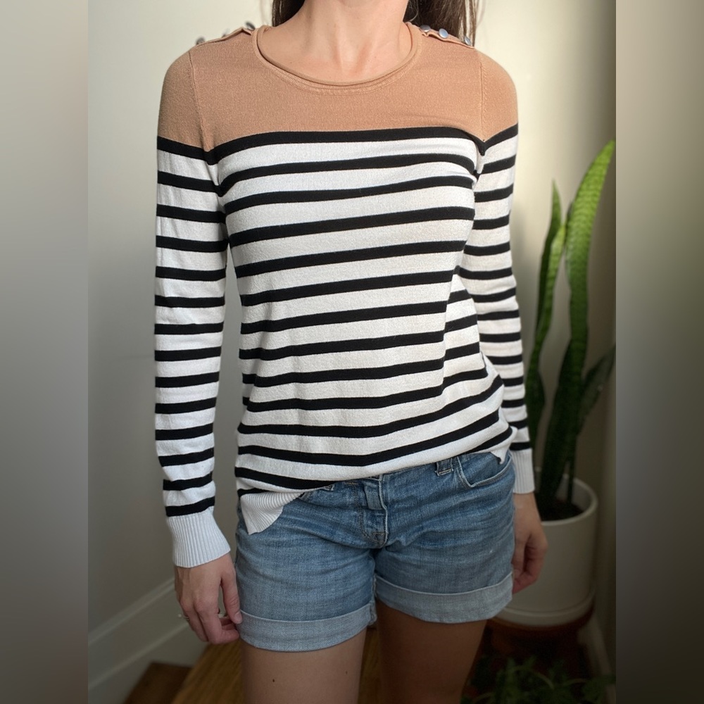 Striped sweater with button detail